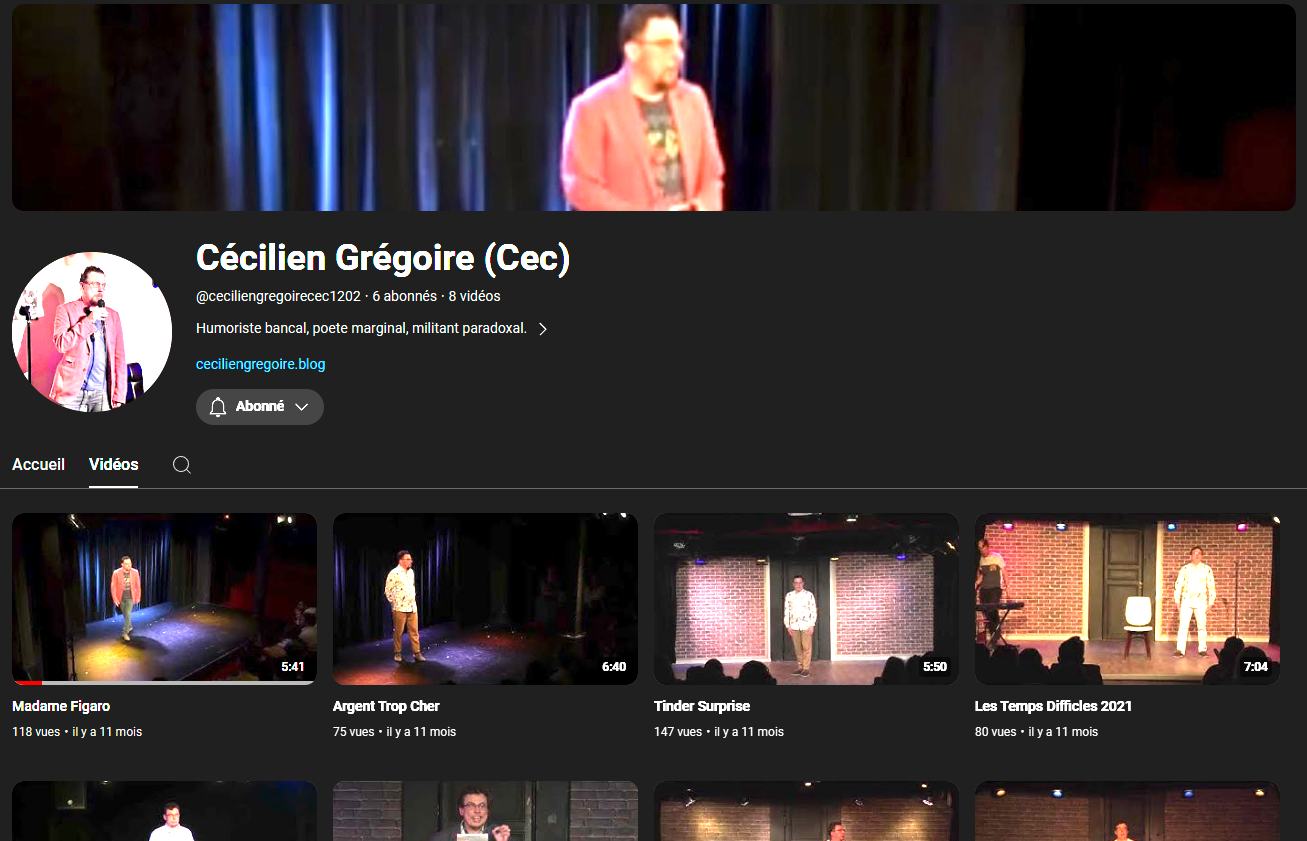 Chaine youtube de Cécilien GREGOIRE Chaine youtube de Cécilien GREGOIRE